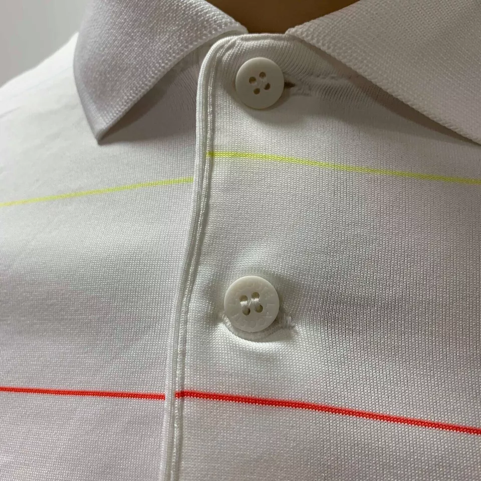 Lacoste Mens Polo Shirt S White Striped Technical Jersey Sport Golf DH3443