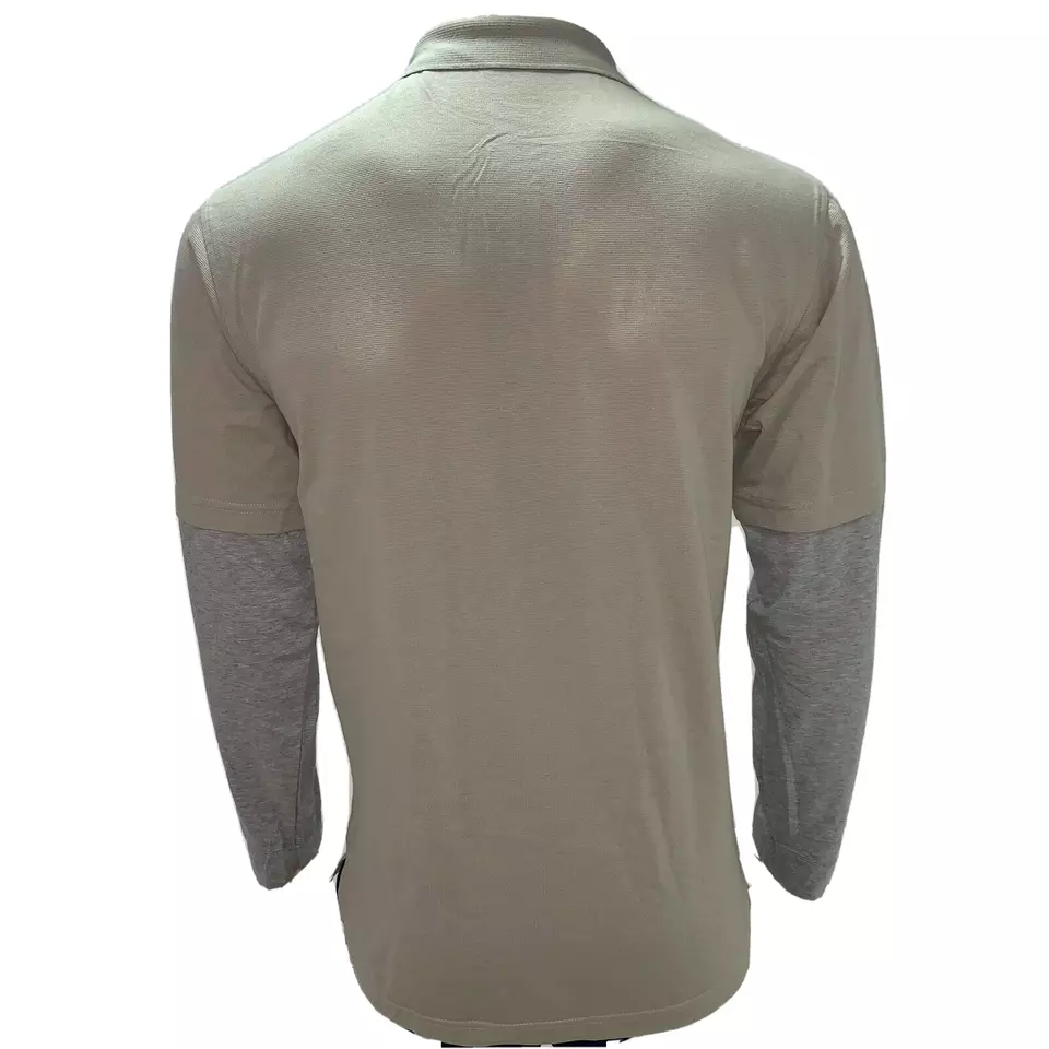 Lacoste Mens Polo Shirt Long Sleeves Medium Fr 4 Brown Gray Waffle Knit Textured