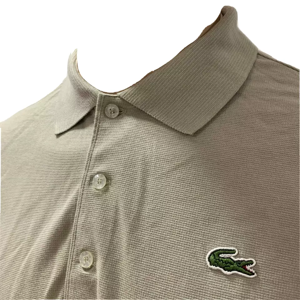 Lacoste Mens Polo Shirt Long Sleeves Medium Fr 4 Brown Gray Waffle Knit Textured
