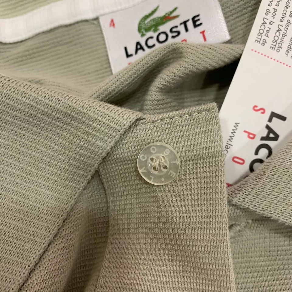 Lacoste Mens Polo Shirt Long Sleeves Medium Fr 4 Brown Gray Waffle Knit Textured