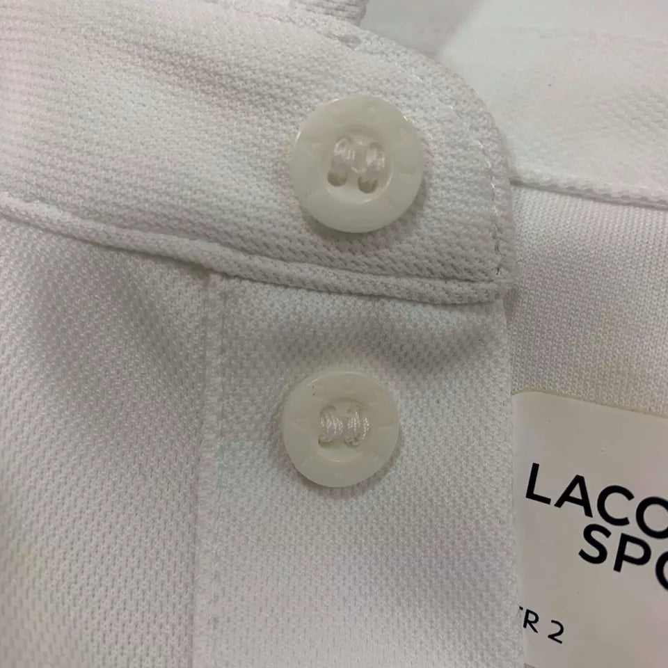 Lacoste Mens Polo Shirt XS Small Sport Tennis Lightweight White Orange Yellow