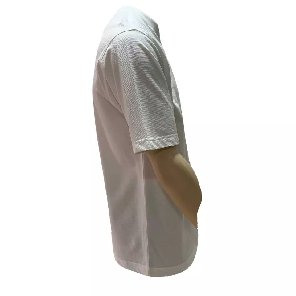 Lacoste Sport Mens T Shirt Medium White Crew Neck Waffle Knit Textured Cotton