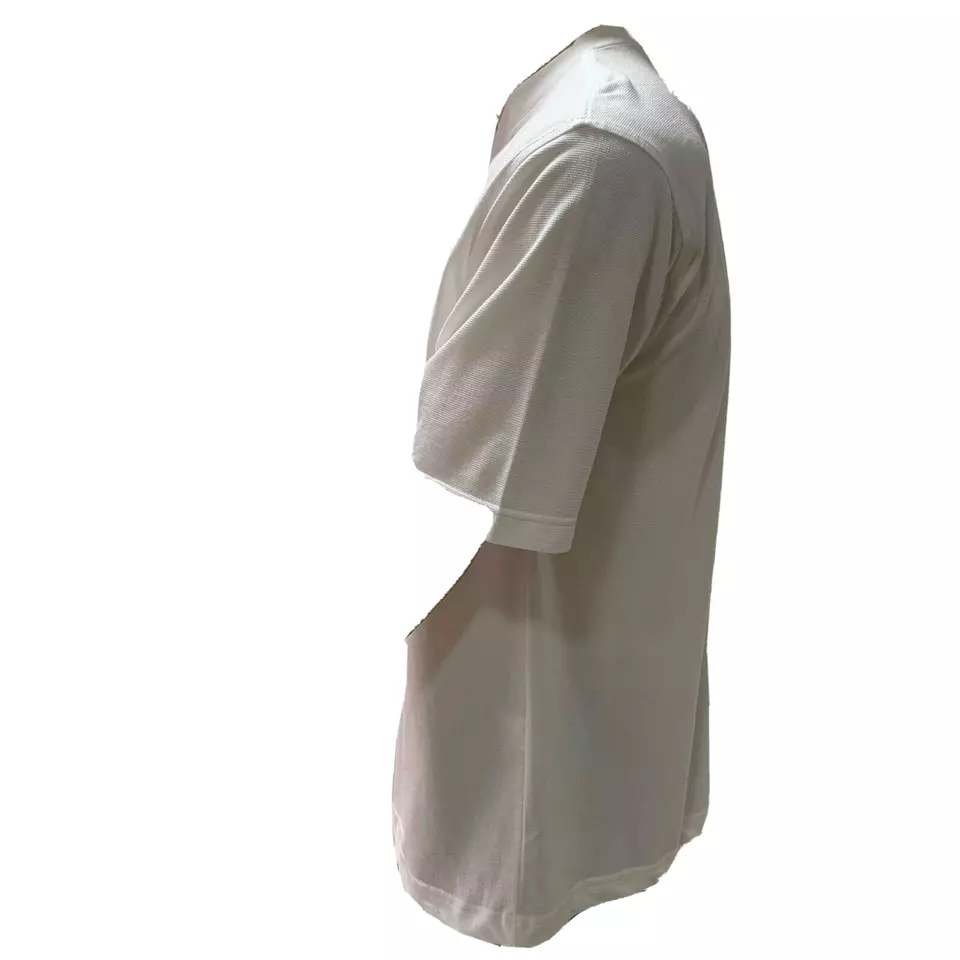 Lacoste Sport Mens T Shirt Medium White Crew Neck Waffle Knit Textured Cotton
