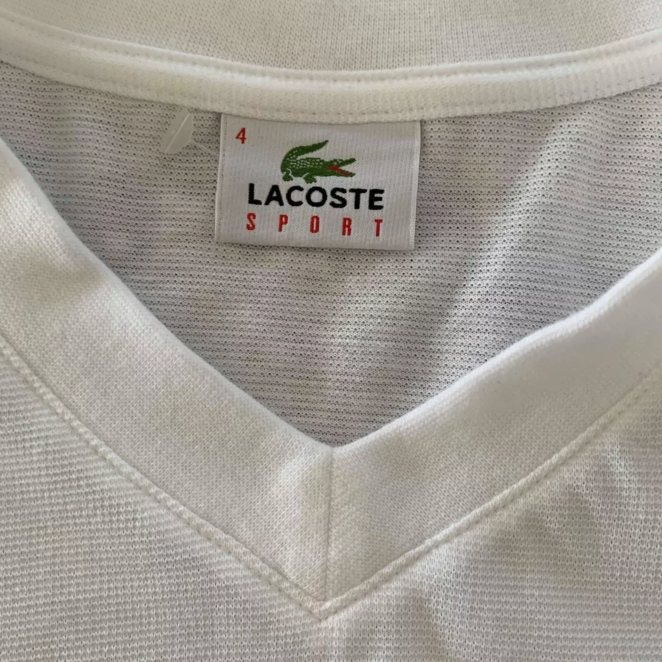 Lacoste Sport Mens T Shirt Medium White Crew Neck Waffle Knit Textured Cotton