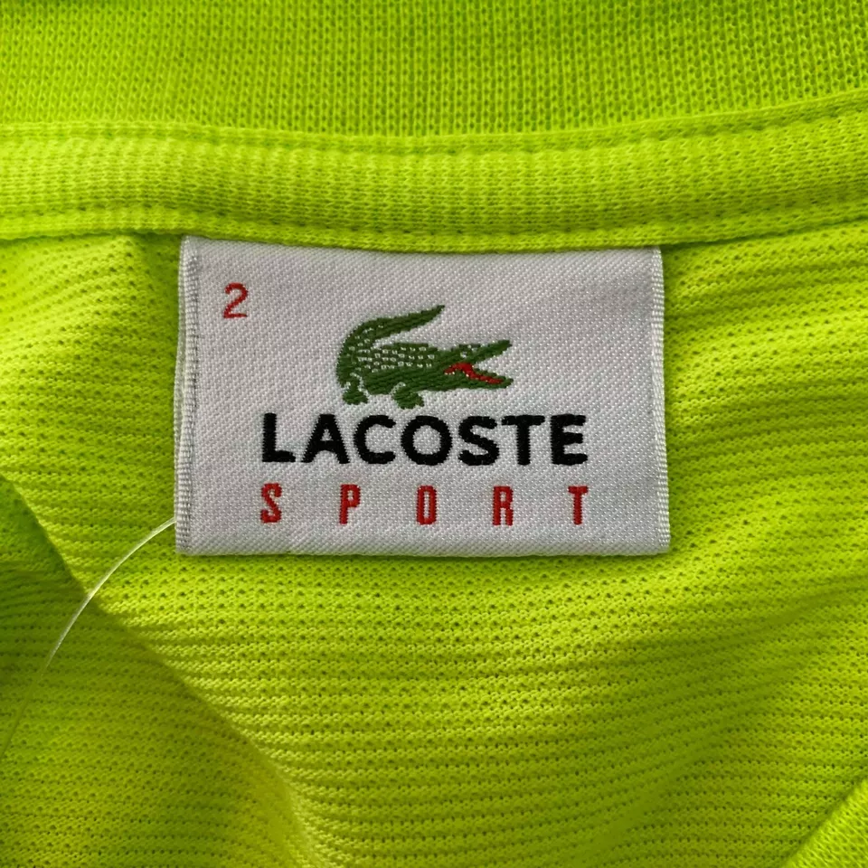 Lacoste Sport Mens T Shirt XS Fr 2 Yellow V Neck Waffle Knit Textured Cotton