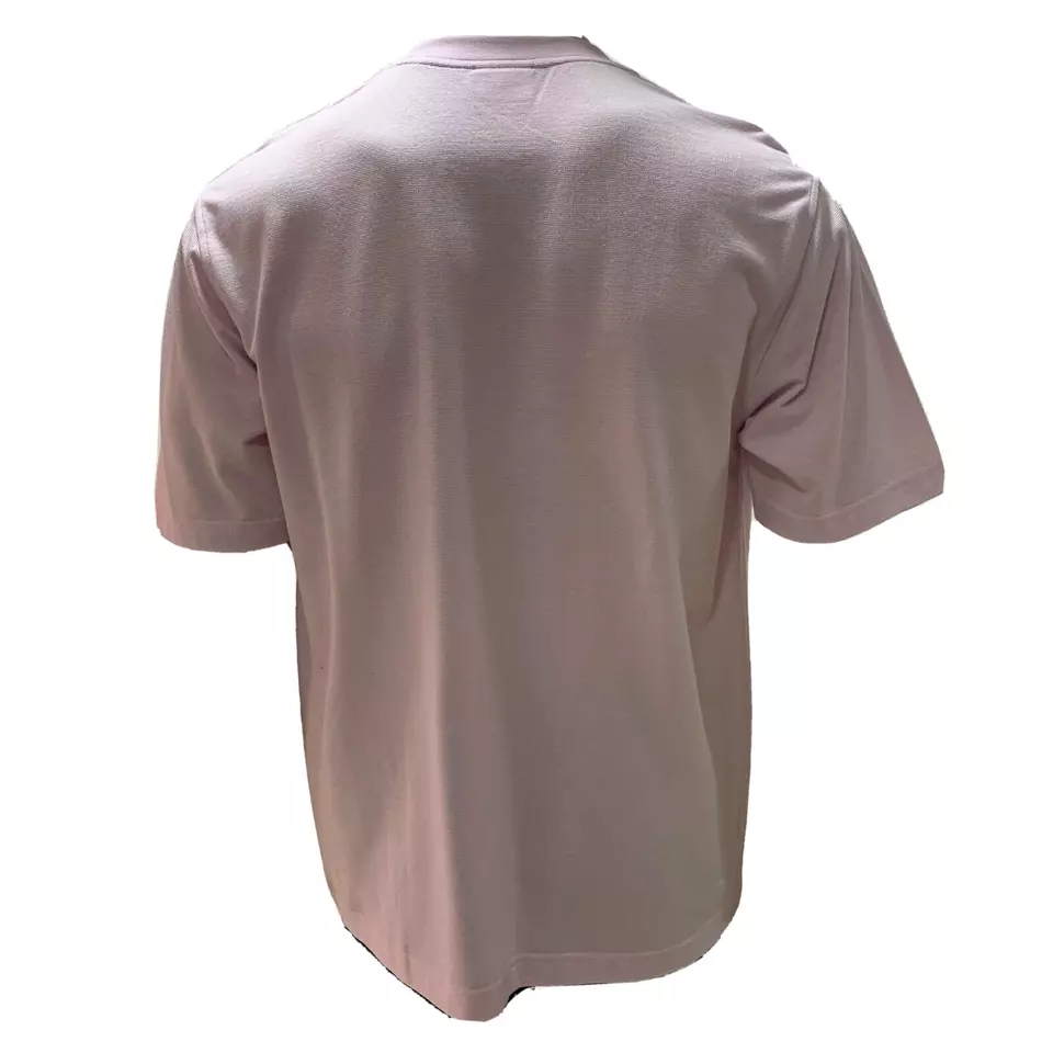 Lacoste Sport Mens T Shirt Large Fr 6 Pink Crew Neck Waffle Knit Textured Cotton
