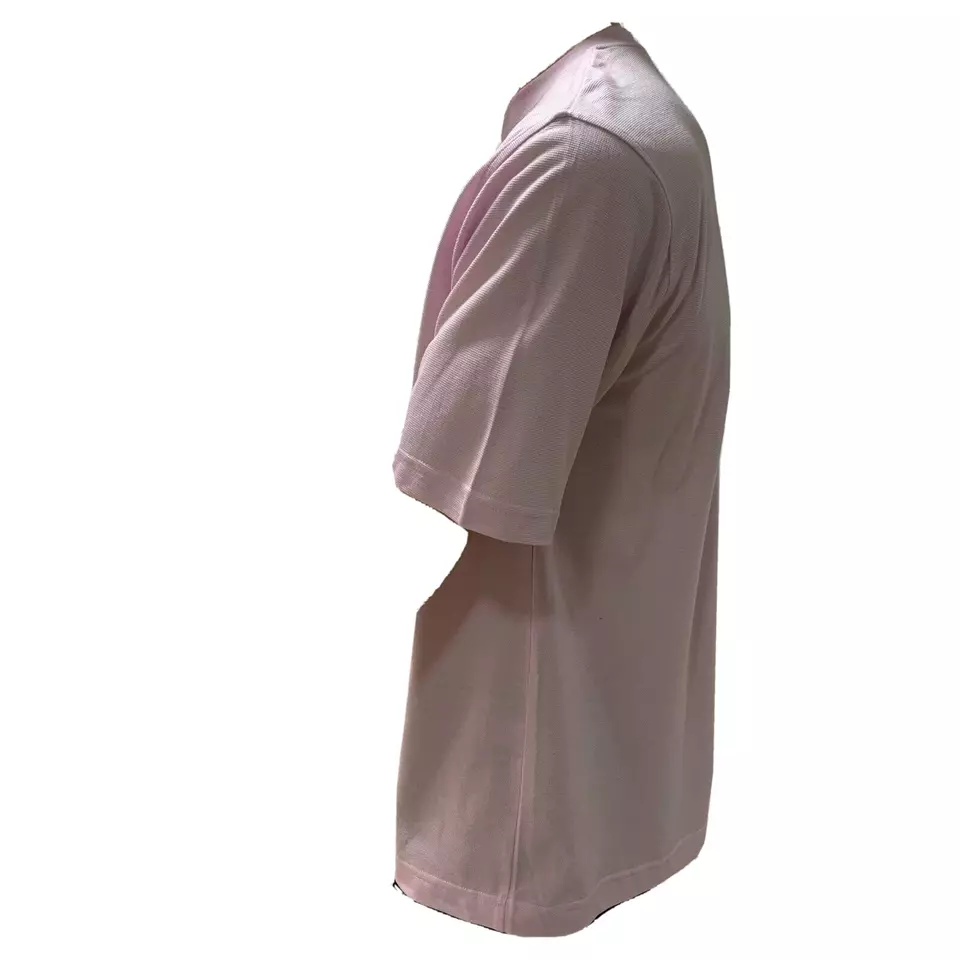 Lacoste Sport Mens T Shirt Large Fr 6 Pink Crew Neck Waffle Knit Textured Cotton