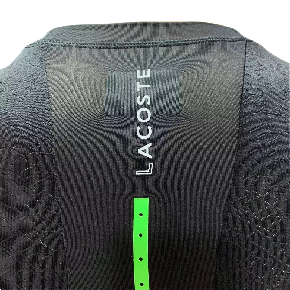 Lacoste Mens T Shirt Small Fr 3 Black Green Sport Compression Breathable TH2079