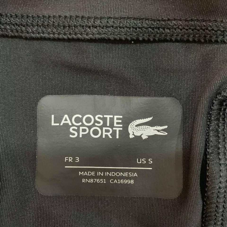 Lacoste Mens T Shirt Small Fr 3 Black Green Sport Compression Breathable TH2079