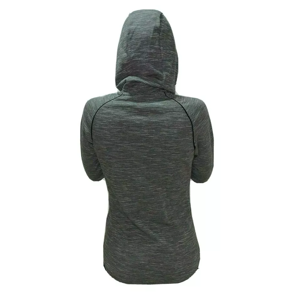 Lacoste Women Sweatshirt Grey Hooded Full Zip Piped Sport Tennis XS 34 S 36 M 38
