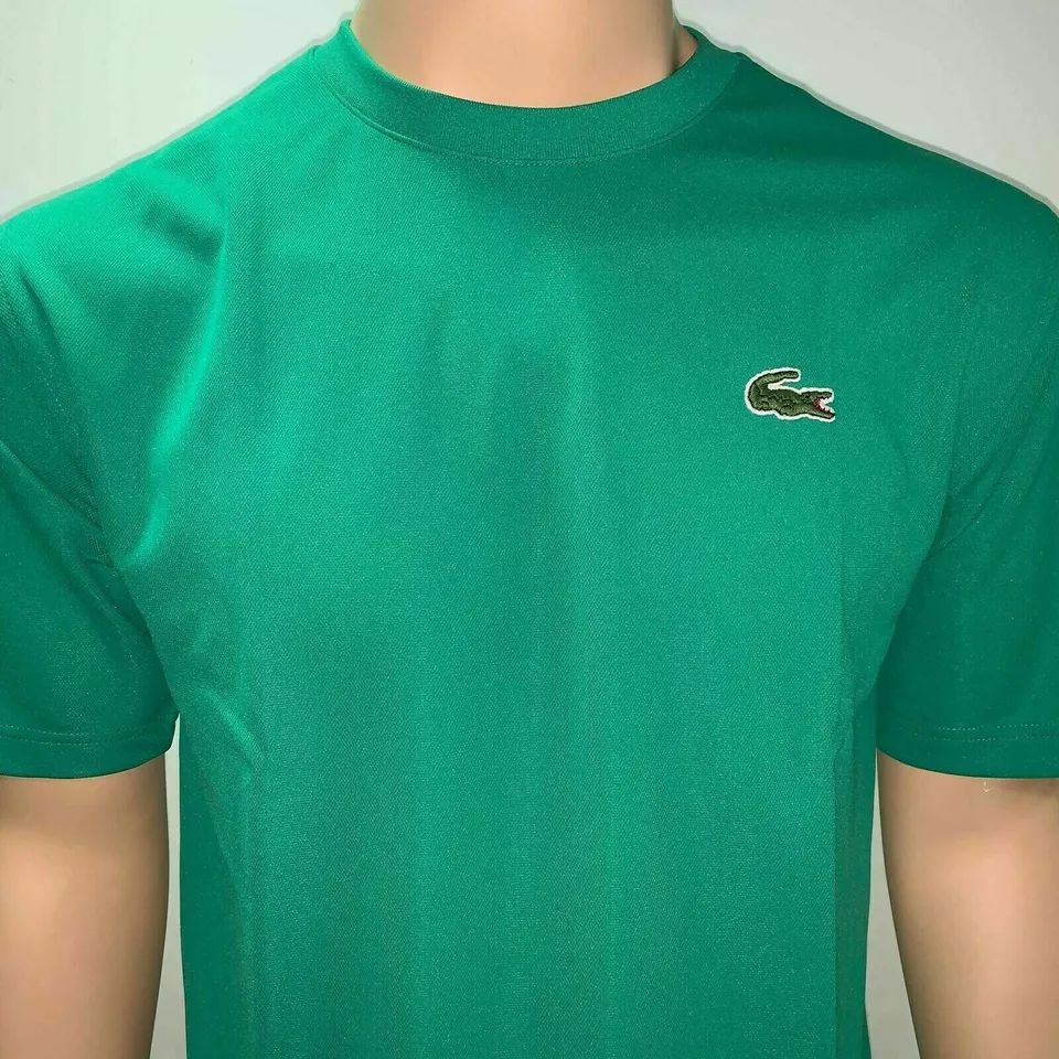 Lacoste Mens T Shirt Medium Fr4 Green Sport Tennis Breathable Big Crocodile Logo