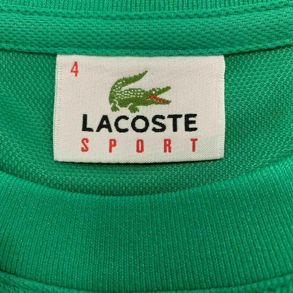 Lacoste Mens T Shirt Medium Fr4 Green Sport Tennis Breathable Big Crocodile Logo