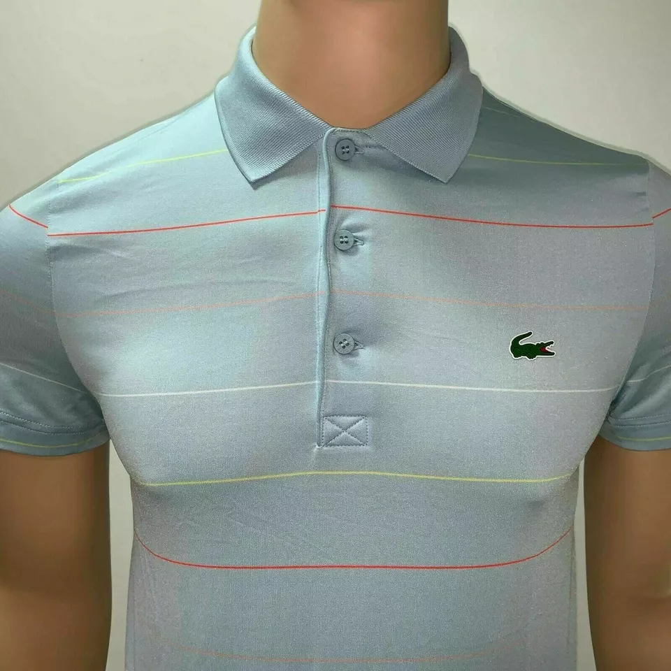 Lacoste Mens Polo Shirt XS 3XL 4XL Blue Striped Technical Jersey Sport Golf