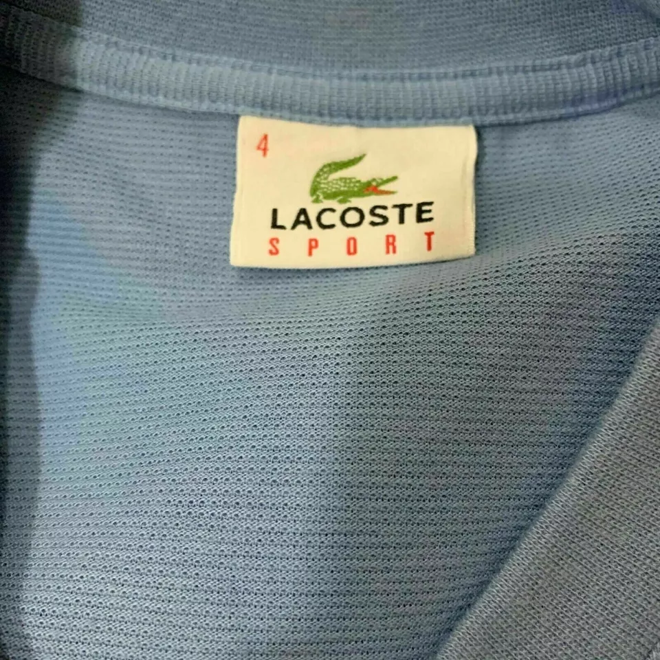 Lacoste Sport Mens T Shirt Medium Fr 4 Blue V Neck Waffle Knit Textured Cotton
