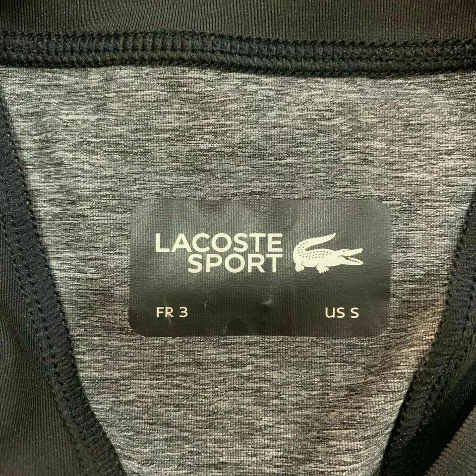 Lacoste Mens T Shirt Small Fr 3 Black Grey Silver Compression Sport Tennis TH8898