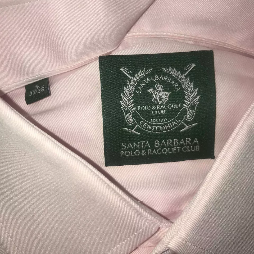 Santa Barbara Mens Custom Fit Shirt S XL Pink Button Down Cotton Long Sleeve