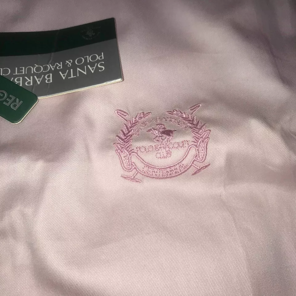 Santa Barbara Mens Custom Fit Shirt S XL Pink Button Down Cotton Long Sleeve