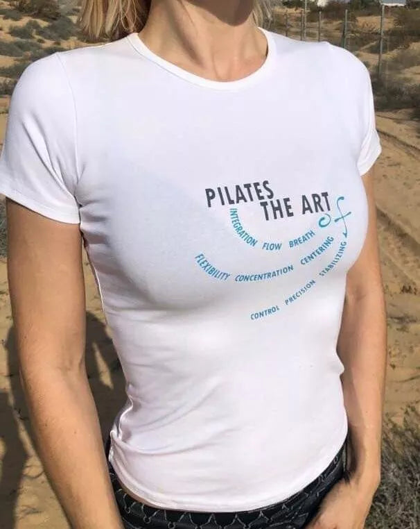 Pilatis Womens T Shirt Short Sleeves One Size Gray White Sport Light Weight
