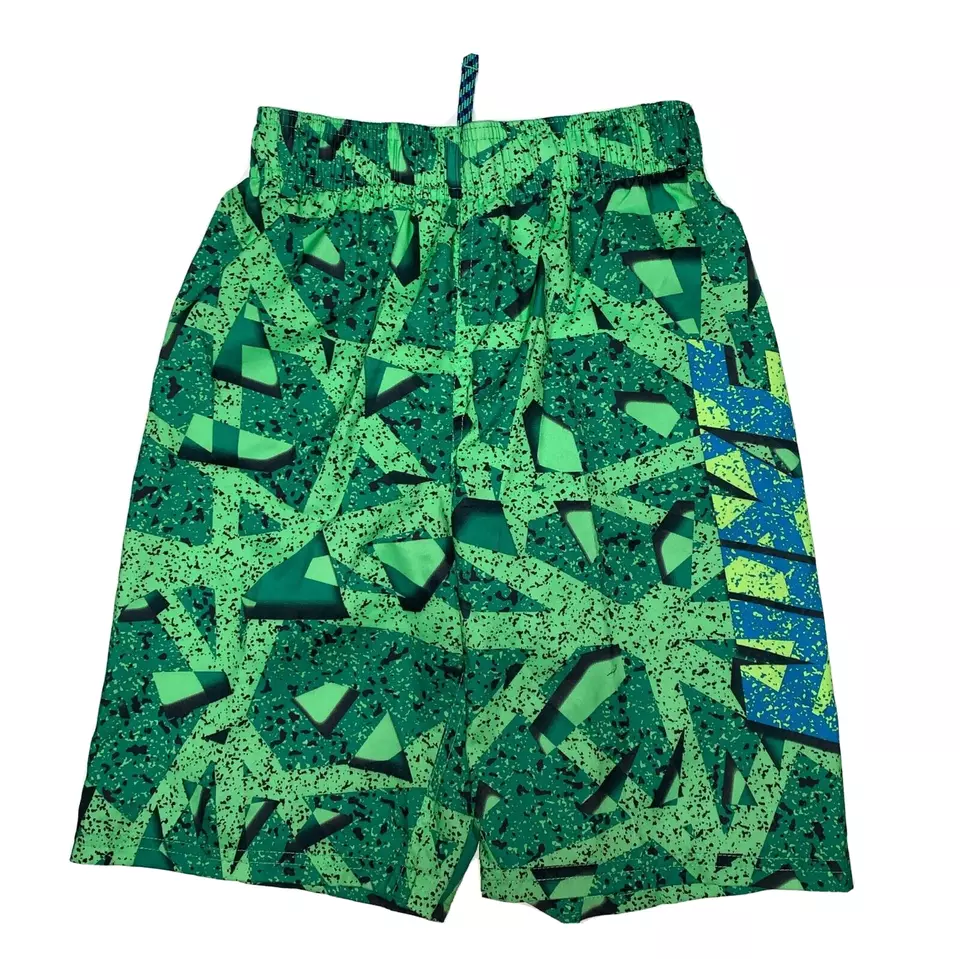 Nike Kids Boys Swimming Trunks Small Green Pocket Waistband Drawstring 8 9 Yrs