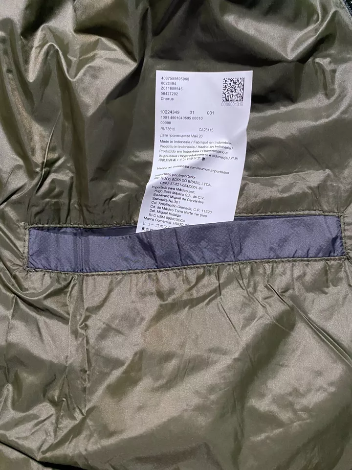 Hugo Boss Mens Jacket 2XL Navy Packable Down Water Repellent Canvas Chorus