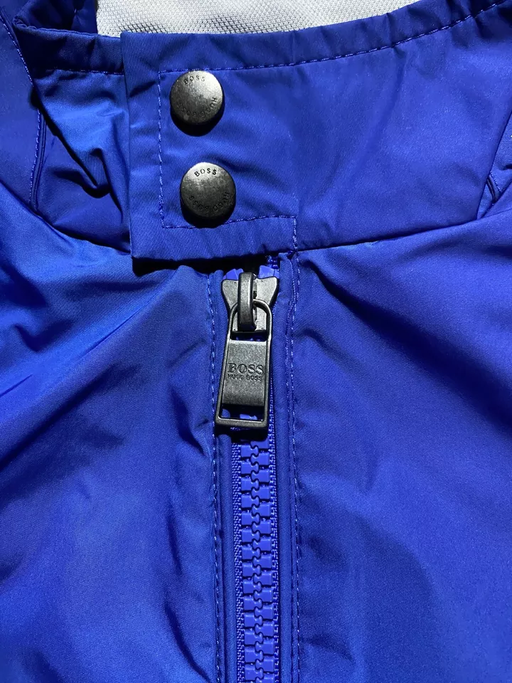 Hugo Boss Mens Jacket Windbraker Medium Blue Lightweight Full Zip Pockets