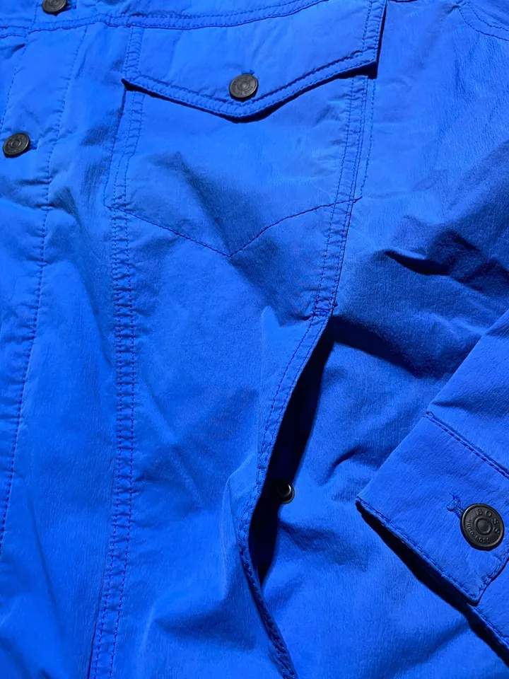 Hugo Boss Cento1 Coat Medium Blue Primaloft Insulation Button Up Front Placket