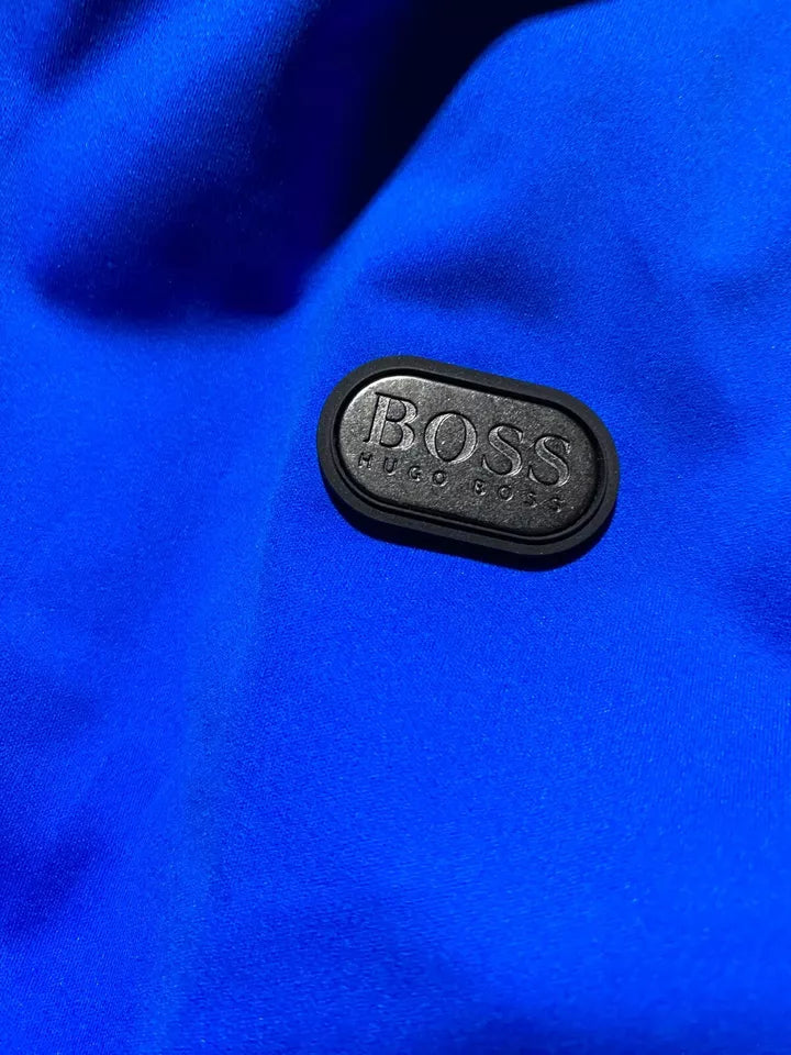 Hugo Boss Mens Windbreaker Jacket XL Blue Hooded Lightweight Water resistant
