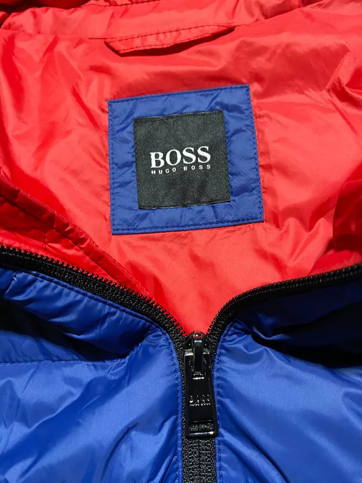 Hugo Boss Mens Jacket 2XL Blue Red Packable Down Water Repellent Canvas Chorus
