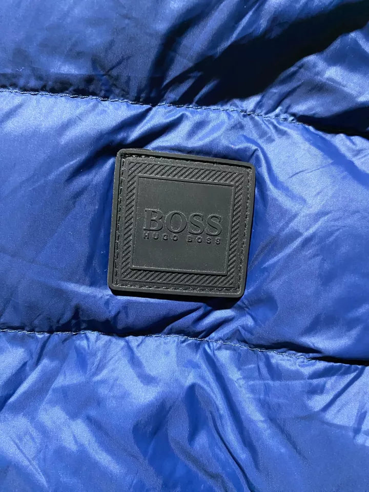 Hugo Boss Mens Olido Slim Fit Down Jacket XXL Blue Yellow Water Repellent Fleece