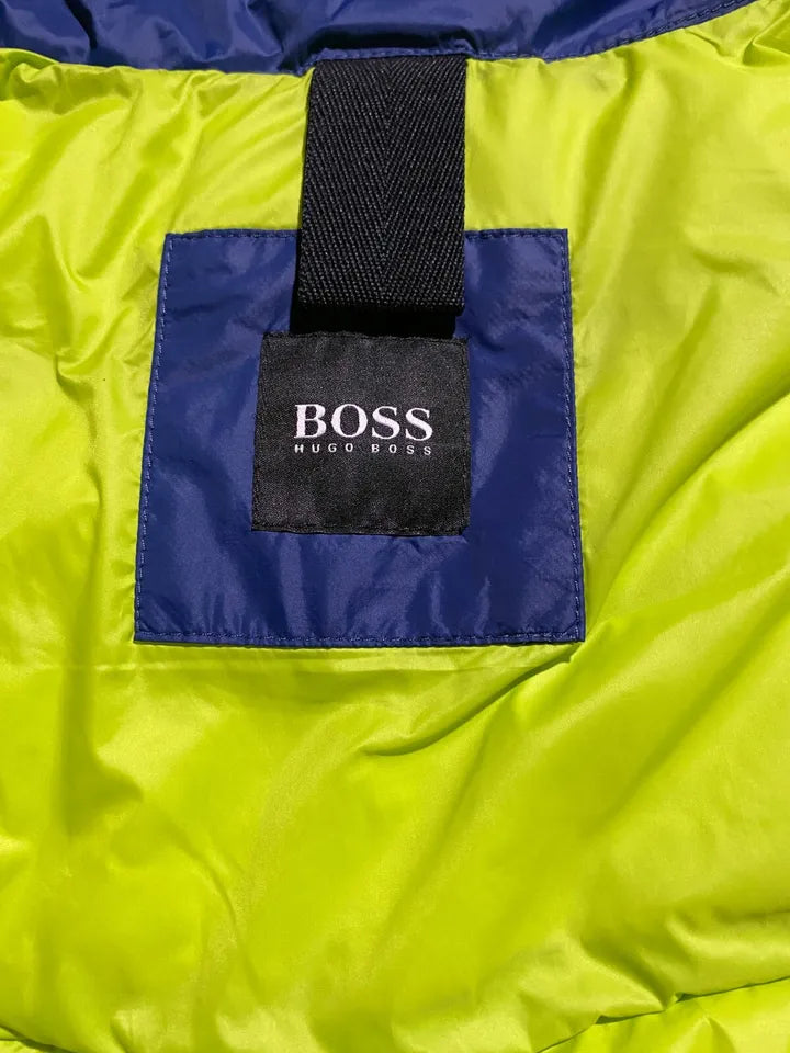 Hugo Boss Mens Olido Slim Fit Down Jacket XXL Blue Yellow Water Repellent Fleece
