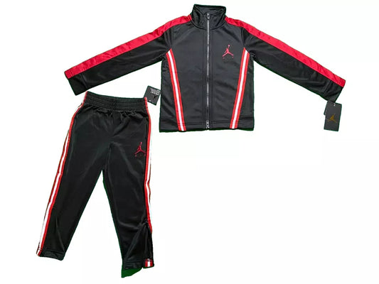 Nike Air Jordan Boy 2pc 3 4 Years Jogging Set Tracksuit Black Red 4 Stripes