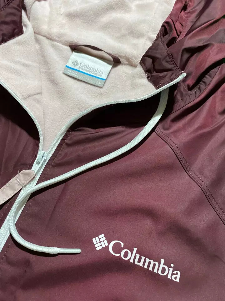 Columbia Womens M XL XXL Red White Flash Forward Windbreaker Water Repellent