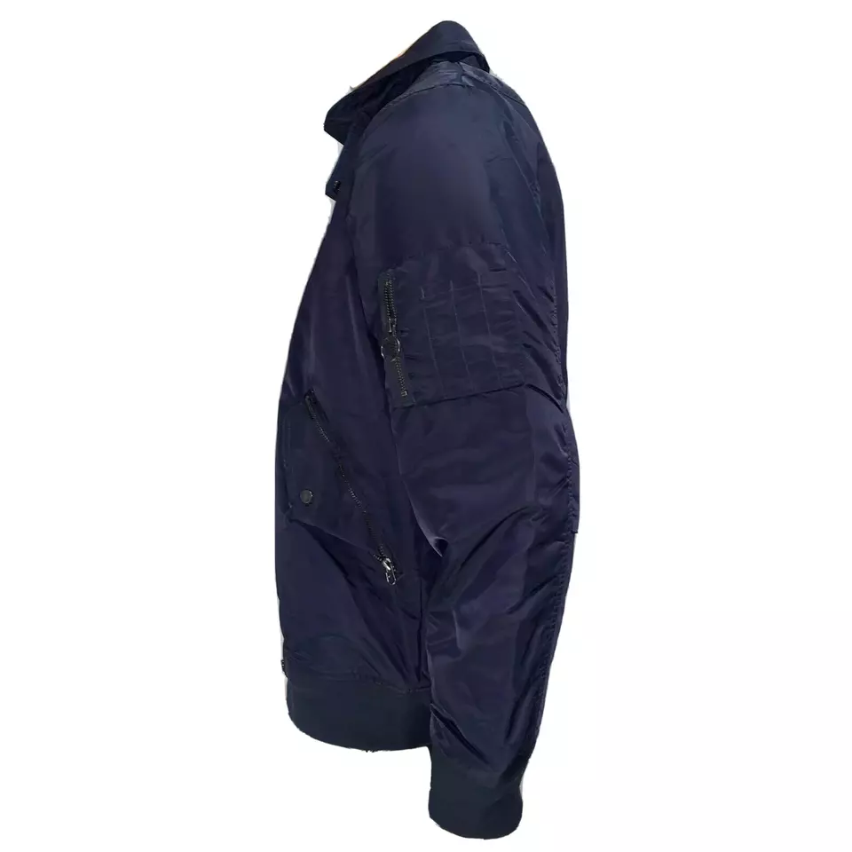 Lacoste Mens Jacket Medium Fr 50 Navy Blue Khaki Green Bomber Durable Padded Bh8405