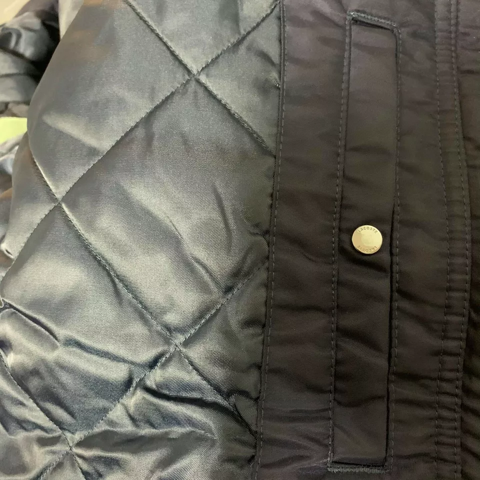 Lacoste Mens Jacket Medium Fr 50 Navy Blue Khaki Green Bomber Durable Padded Bh8405