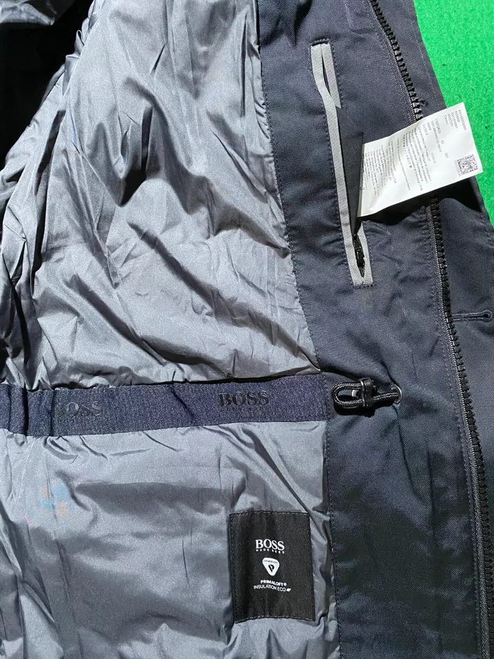 Hugo Boss Cento1 Coat Navy Blue XL Primaloft insulation Button up front placket