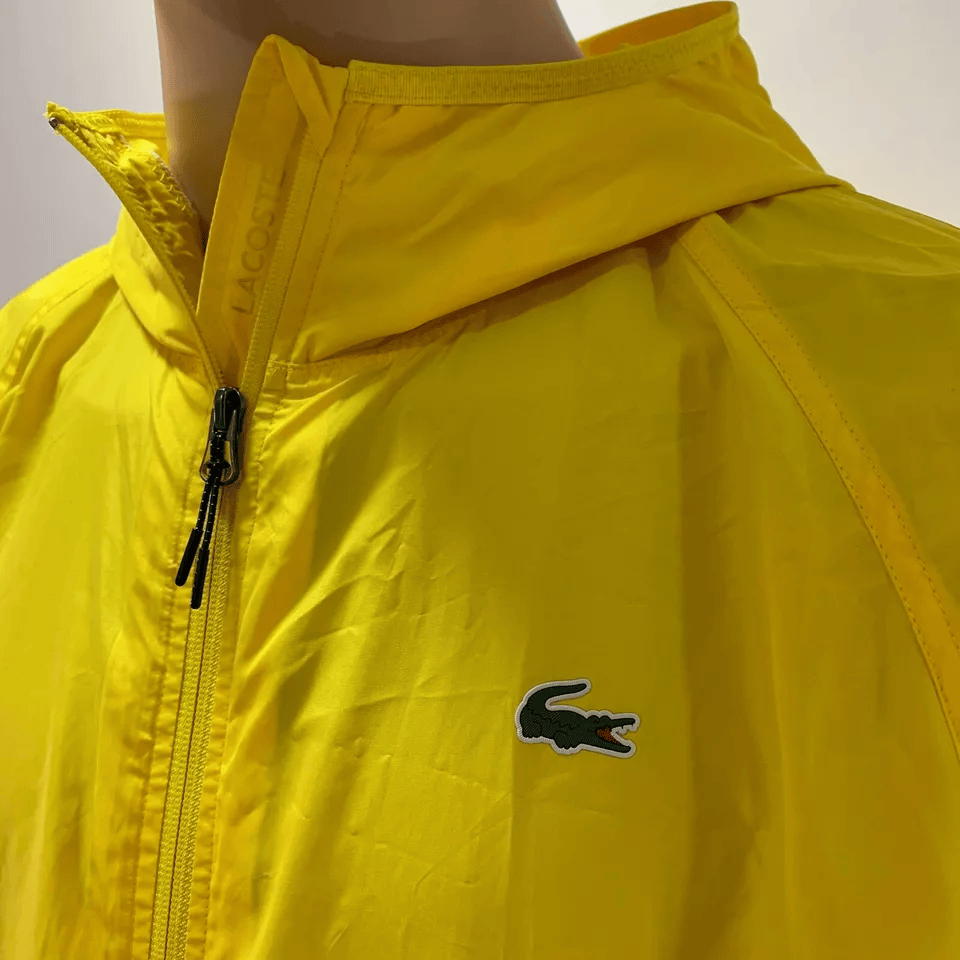 Lacoste Mens Jacket Medium Fr 50 Yellow Hooded Zip Parka Lightweight BH5434
