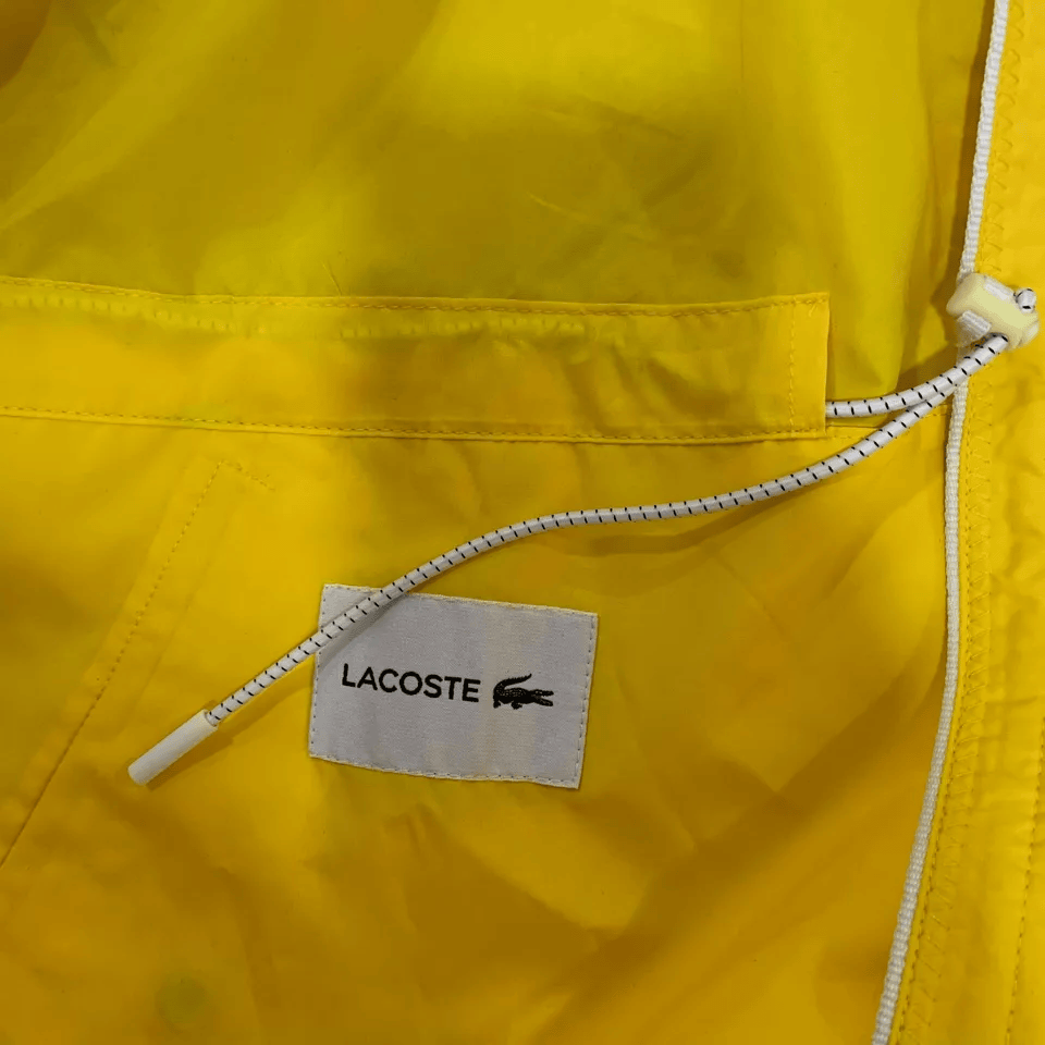 Lacoste Mens Jacket Medium Fr 50 Yellow Hooded Zip Parka Lightweight BH5434