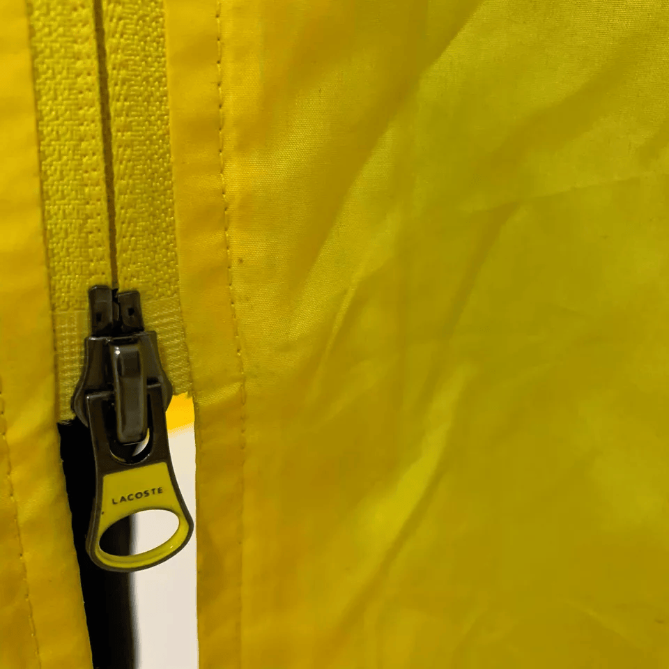Lacoste Mens Jacket Medium Fr 50 Yellow Hooded Zip Parka Lightweight BH5434