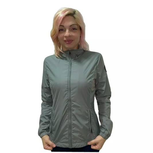 Napapijri Women Jacket 2XL Olive Green Windbreaker Water Resistant Lightweight