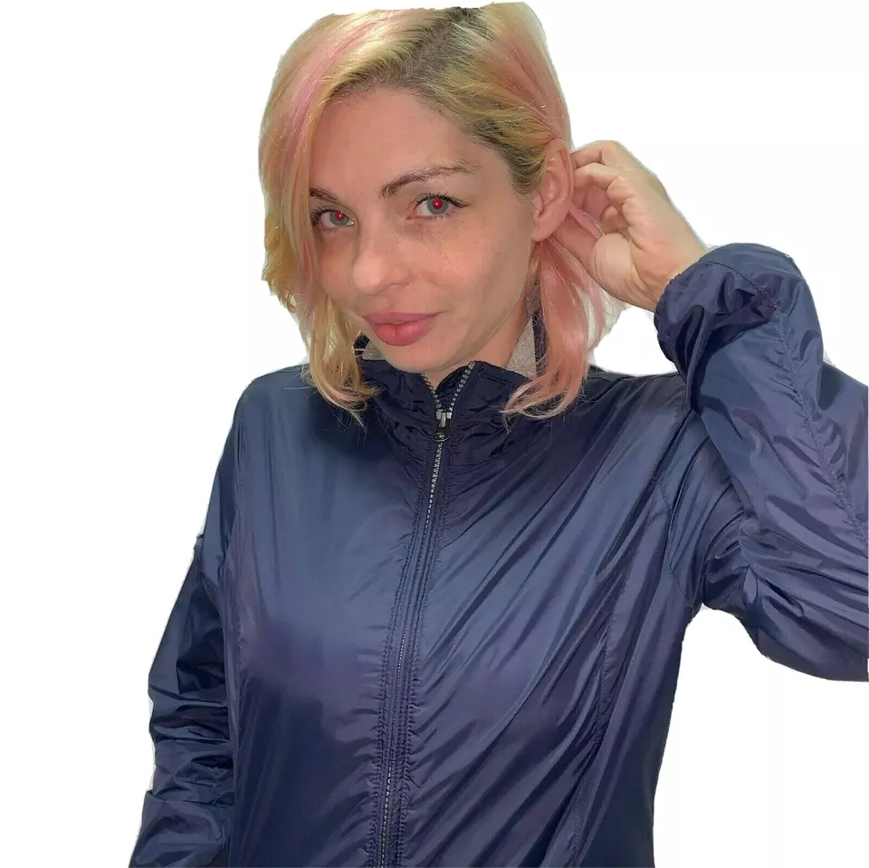 Napapijri Women Jacket Small Navy Blue Windbreaker Water Resistant Lightweight